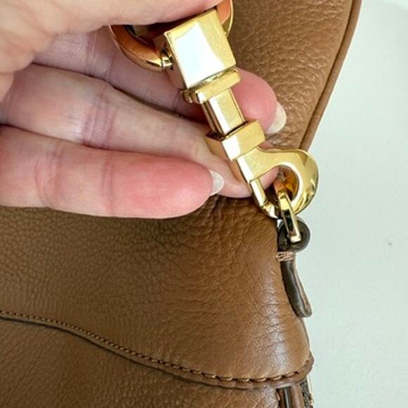 TORY BURCH Robinson Foldover Messenger Bag Brown Leather Crossbody Tote4 - Picture 12 of 13